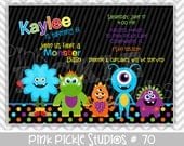 Monster Bash : 70... Birthday Party Invitation OR Thank You Card ...Printable / Digital / You Print / DIY / jpg or pdf