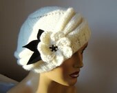 Hand Knit Hat, Knit Ivory Beanie, Trendy Women Hat, Knit Girl Beanie, Winter Fashion, Fall Fashion