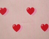 Vintage Gift Wrapping Paper - Valentine's Day Red and Pink Shadow Heart Stripe - 1 Unused Full Sheet