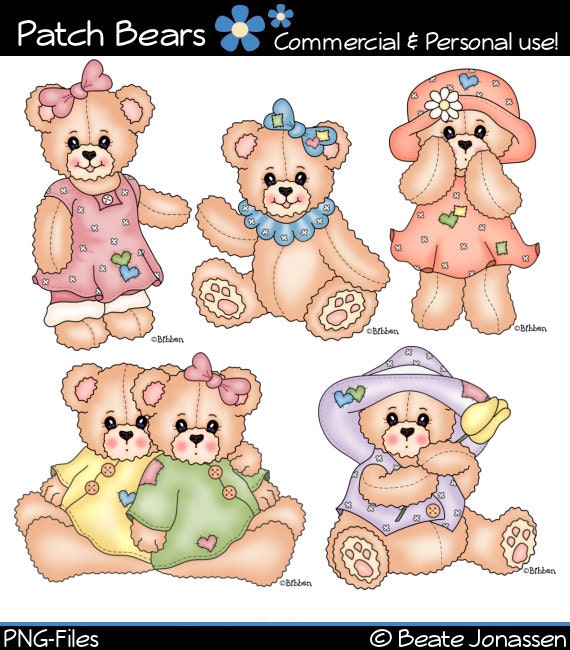 Instant Download Web-Designer Cliparts - Patch Bears Il_170x135