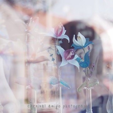 Ice flowers - 4x4, 5x5, 8x8 - fine art print, wall decor - travel photography, Europe, pastel, soft violet, glass flowers, nature