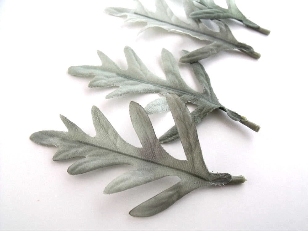 50 Artificial silk leaves gray green Ombre floral supply commercial supply - UnfoldingPetals