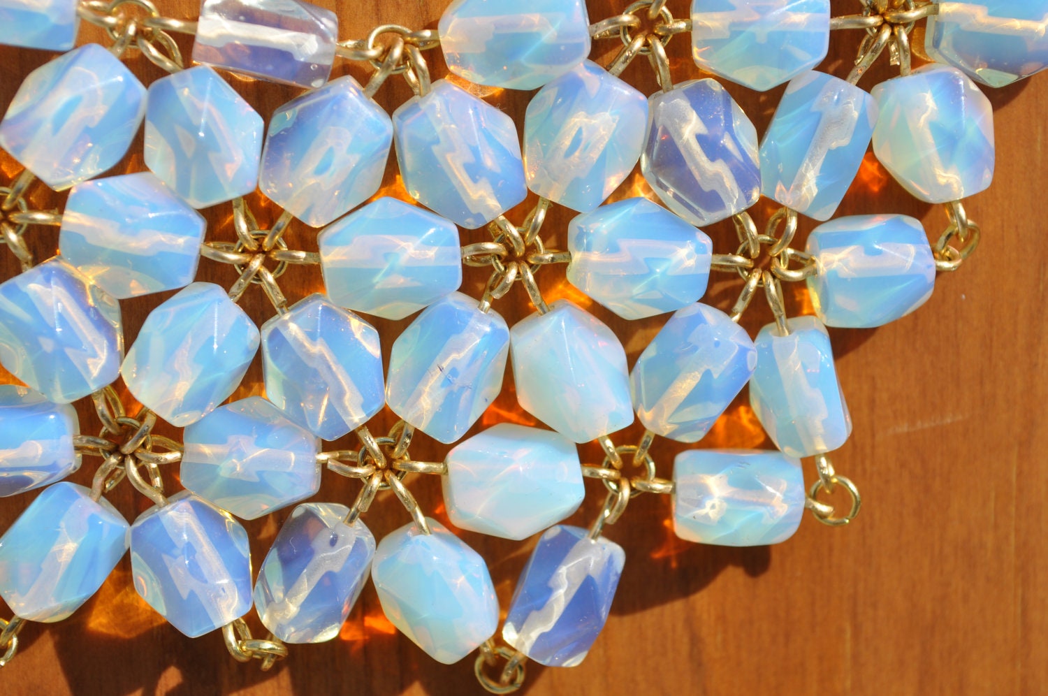 White Glass Bead Bib Necklace