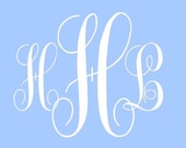 Custom Vinyl Monogram Decal with Monogram Letters Widened - 8" x 10"