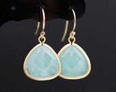 Everyday wear jewelry Wedding Jewelry Bridesmaid Jewelry Sea Foam Mint Jade GOLD FILLED Earrings