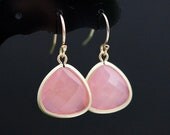 Everyday wear jewelry Wedding Jewelry Bridesmaid Jewelry Baby Pink Jade Drop GOLD FILLED Earrings