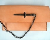 HANDMADE LEATHER WALLET by Little Lion Man -  Waxed Veg Tan Natural Clutch Steampunk Goth Rock Hand Stitched