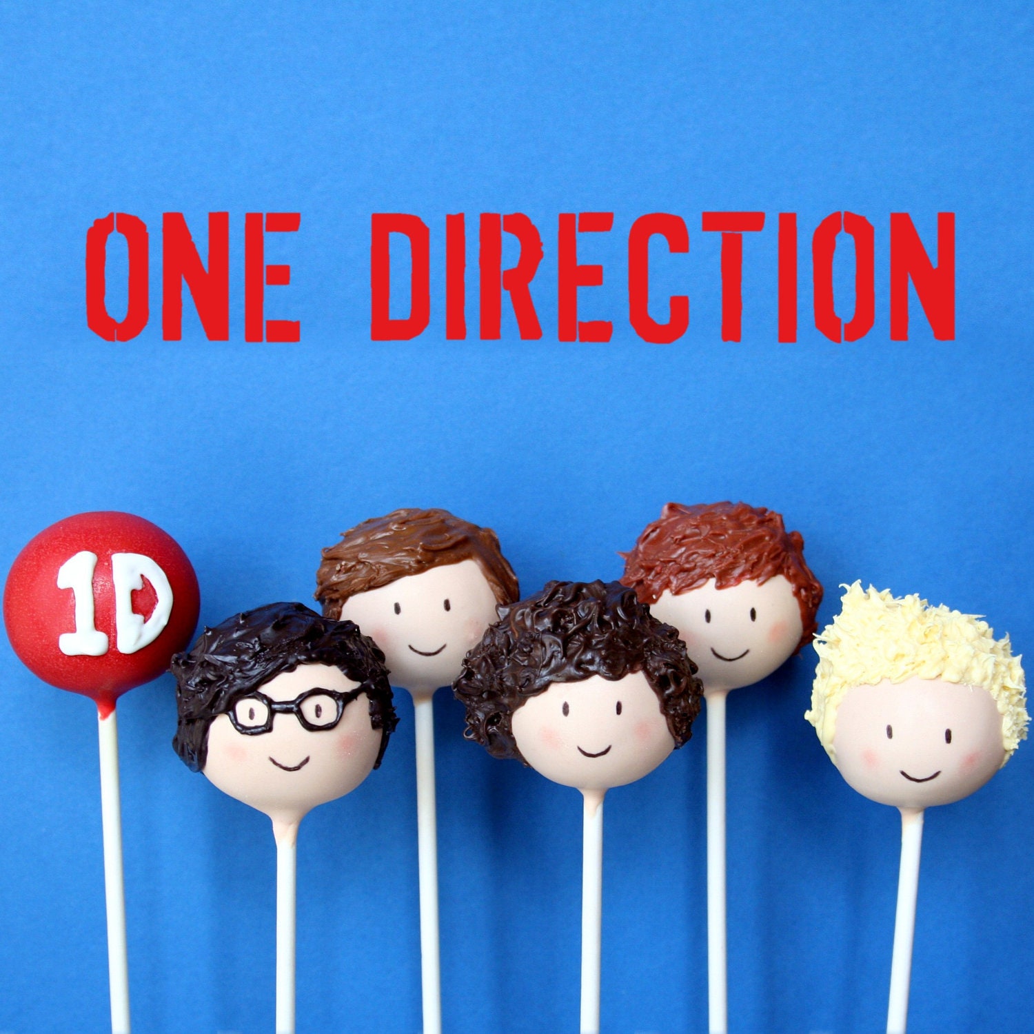 6 One Direction British Boy Band Cake Pops - for birthday, rock, pop, karaoke party favors