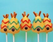 12 Teepee Cake Pops - for Cowboys & Indians, Wild West, Native American, Summer Camp, favors, party