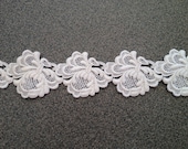 Ivory Embroidered Lace Trim, Cream Lace Trim, Wedding Lace Trim, Vintage Trim - 1 YARD