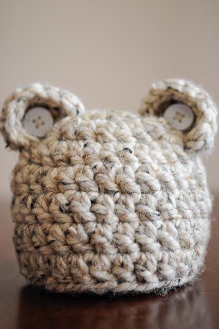 Chunky Bear Hat--Crochet Warm Hat with Ears
