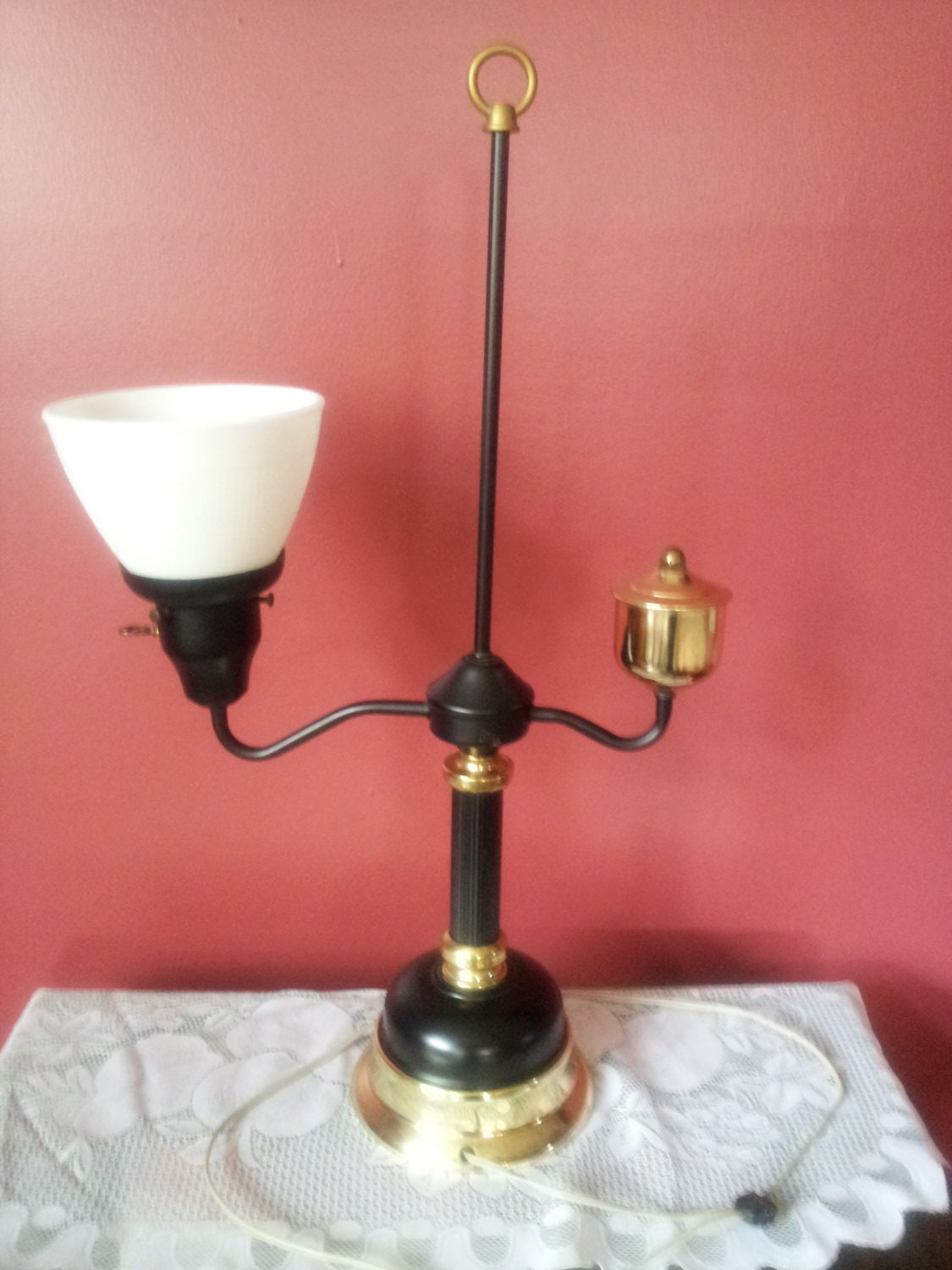 Vintage Black and Brass Tole Lamp