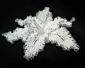 White Beaded Flower Brooch or Pin - beads - flower beadwork - Bridal Weddings Fashion - MAKE TO ORDER