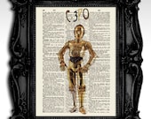 Star Wars C-3PO art print - Original geekery retro dictionary art print poster vintage page dictionary art print dictionary star wars