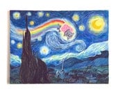 Starry Nyan Night - A3 Canvas Print