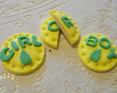 12 Gender Reveal Revealing Anouncement  Baby Shower Fondant Cupcake Toppers
