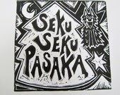 Wacky Wolf Linocut Print