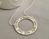 Literary Gift, Large Silver Ring Pendant with e.e. cummings Quote, Hand Stamped Necklace for Women
