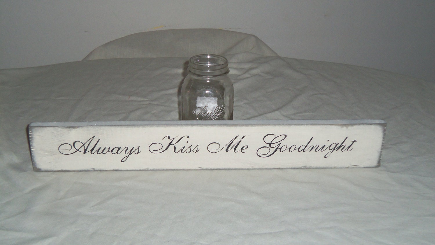 always kiss me goodnight primitive wood sign bedroom love gift