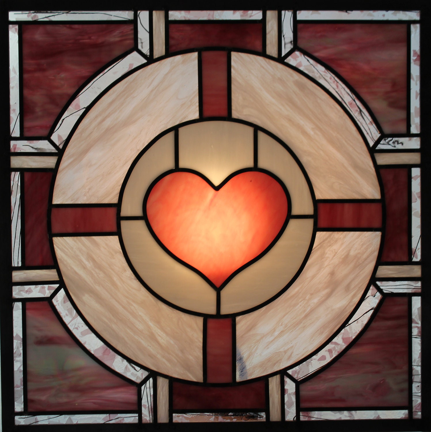 Valve - Portal Pink Companion Cube in Real Stained Glass