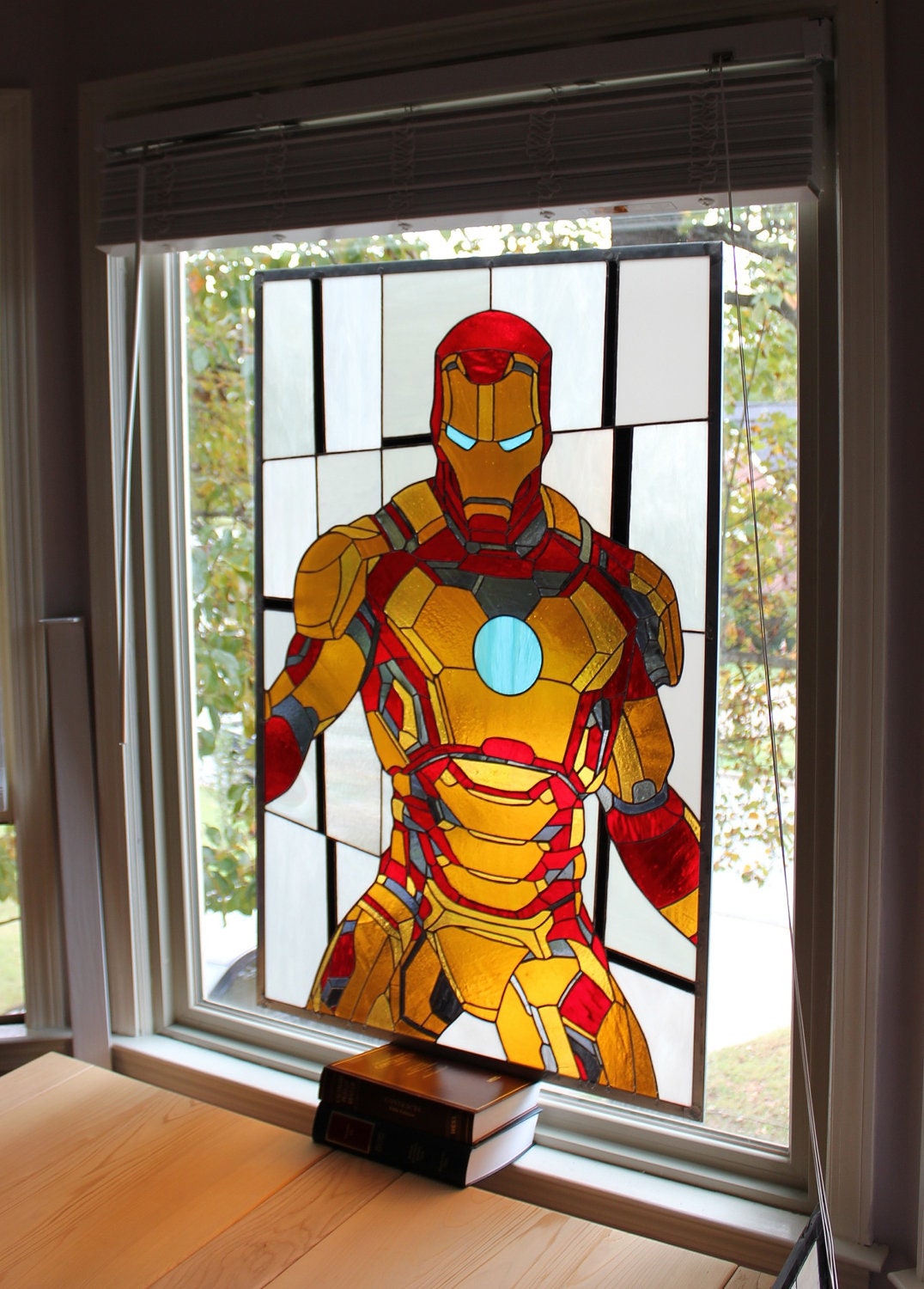 Iron Man 3 Mark XLVII Armor Custom Built Stained Glass Panel