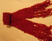 Knitted Warm Fashion Scarf with uniqe texture in a Dark Rich Red