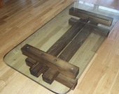 Glass and Wood Coffee Table.