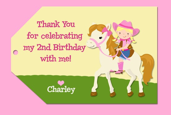 Cowgirl on Horse Goody Bag Favor Tags- Printable Il_570xn