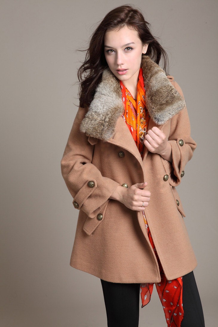 Warm Coat Loose  winter  caroset  Coat  double-breasted coat  ---Camel