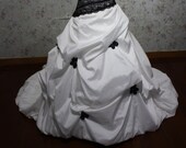 black and white strapless princess taffeta wedding gown corset back