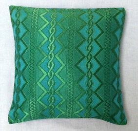 Cushion Cover Vintage Green and Turquiose Aztec Limited Edition  Fabric