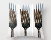 Forks. Pillow Cover. Silver. Photography. Photo Pillow. Print. Cool. Original Art. Cooking. Kitchen. Gourmet. Home Decor. Modern. Edgy