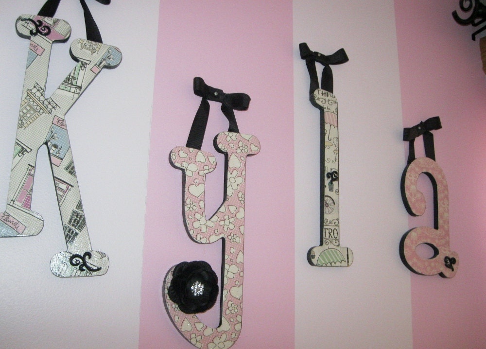 Paris Boutique Inspired "Kyla" Wooden Letters - Whimsical Font