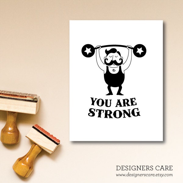 One Inspirational Note Card - "STRONG"