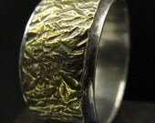 Mens textured wide silver brass rustic steampunk industrial gift band wedding ring MADE TO ORDER design 019