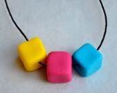 Polymer Clay Beads - Long Necklace - Bright Cubes - NewburyLane