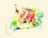 Dunlop guintuplet racing bicycle - print on Fine art watercolor paper 8x10 inch.