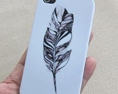 iPhone 4S Case/iPhone 4,4s Cover/Hard Plastic Case/feather case/feather  iphone case/gift for christmas 01