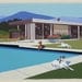 Mid Century Modern Eames Retro Limited Edition Print from Original Painting Architecture Pool Greyhounds