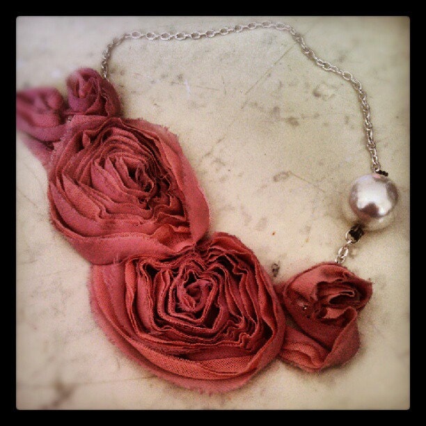 Rose Pink Applique Necklace