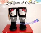 WINTER Tall Sheepskin Boots with Stylish Crystals KITTY