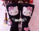 WINTER Sales -Black Stylish  Kitty Sheepskin Wool Boots
