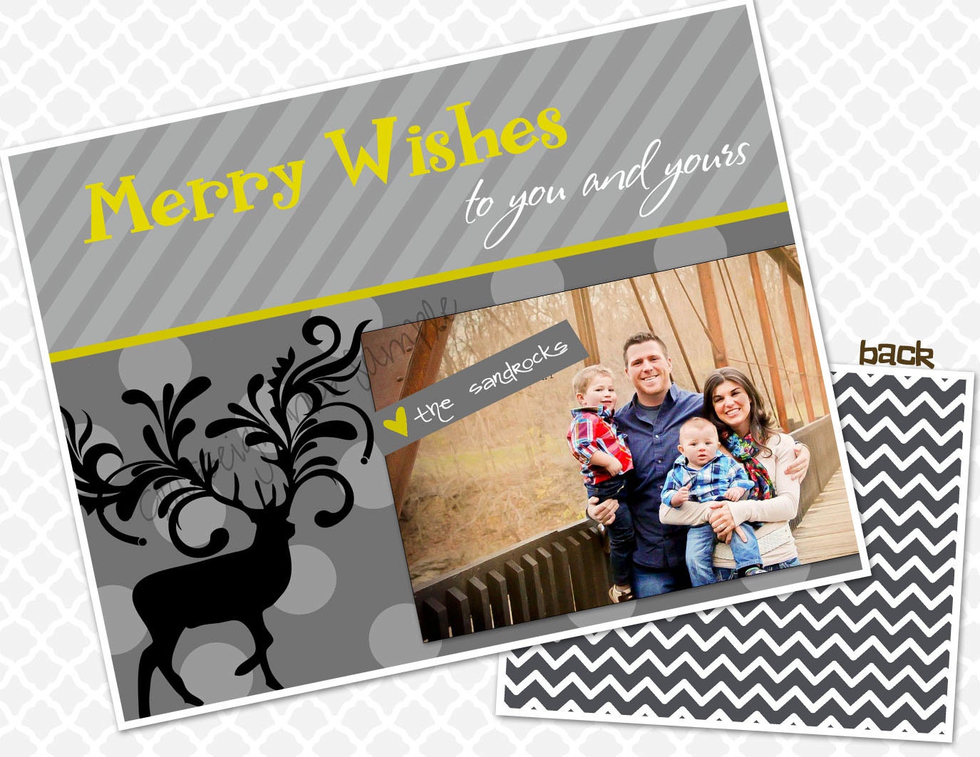 Merry Wishes Deer Family Photo Christmas Card Personalized Holiday Card