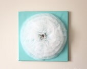 Flower Home decor wall hanging 12x12  Aqua Canvas Custom handmade Decoration  Wedding Housewarming Bridal Shower Family gift