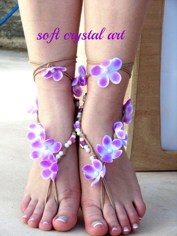 Barefoot sandals.flower wedding sandals.  boho barefoot sandals, barefoot sandles, crochet barefoot sandals, , yoga, anklet  hippie shoes