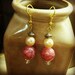 Gold Pink Orb Bead with Pearl Earrings