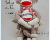 Small Sock Monkey Socks - Classic Red-Heeled Sock for Making a SMALL Sock Monkey (Instructions Included)