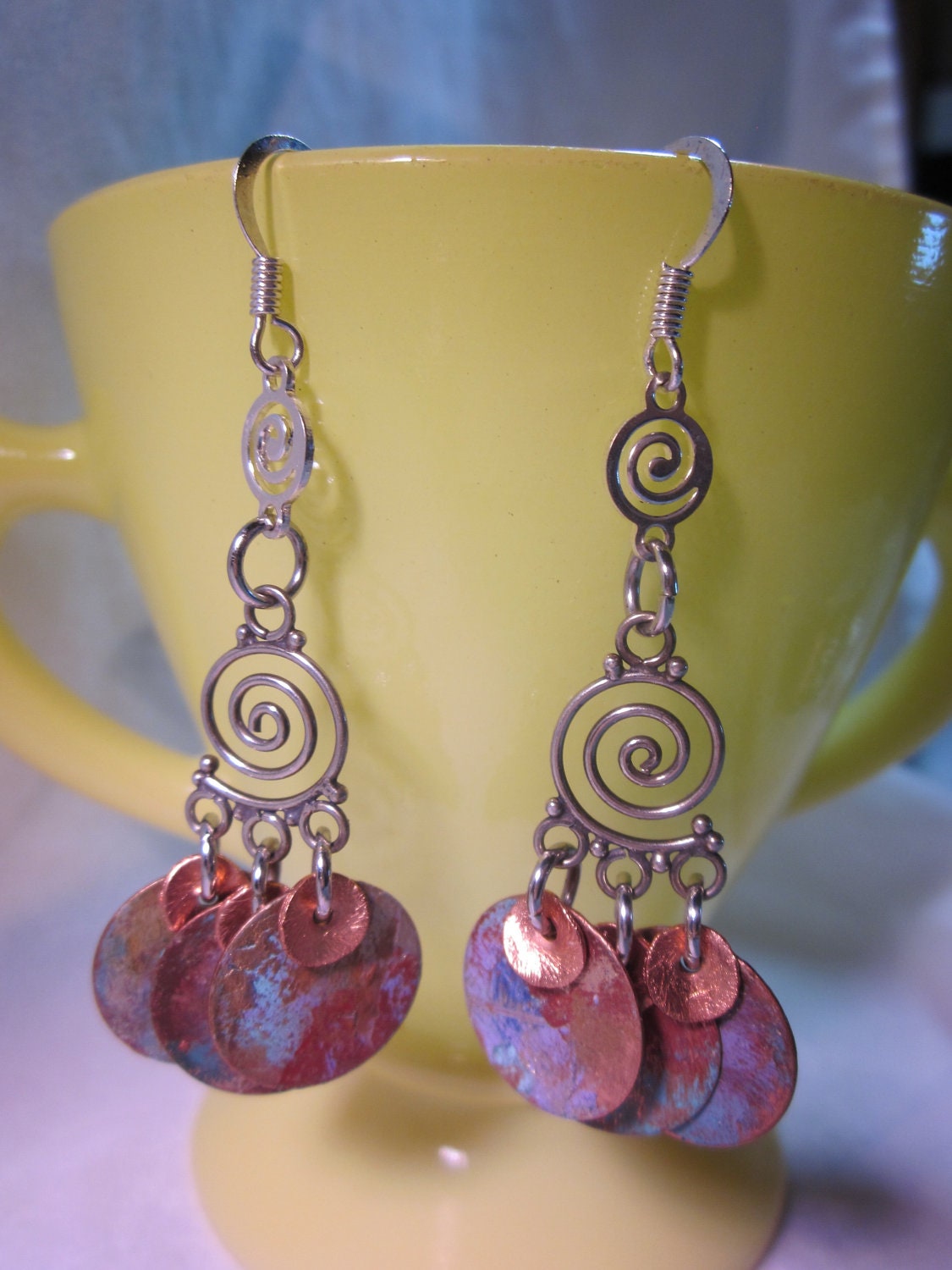 Spiral Copper Dangle Earrings