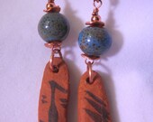 Tribal Ceramic Blue Bead Earrings