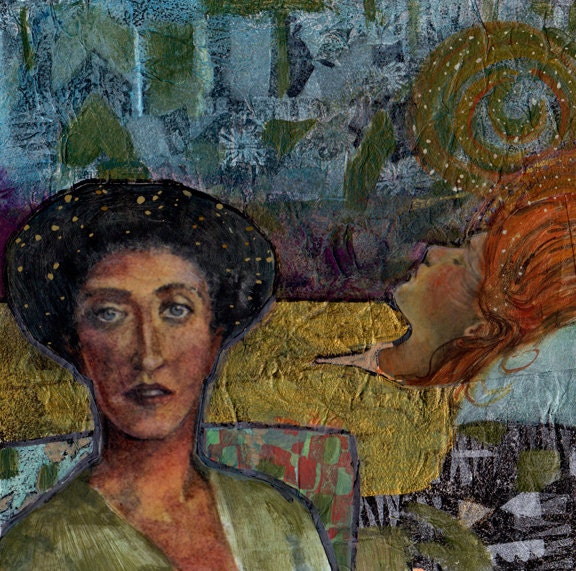 Original Art Mixed Media Collage Dream Guardian